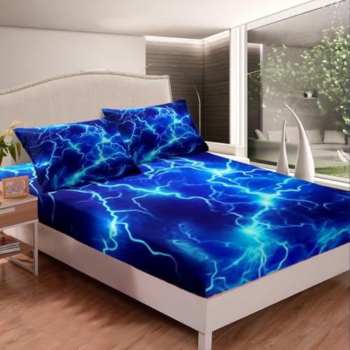 Feelyou Kids Blue Lightning Sheet Set with Pillow Case
