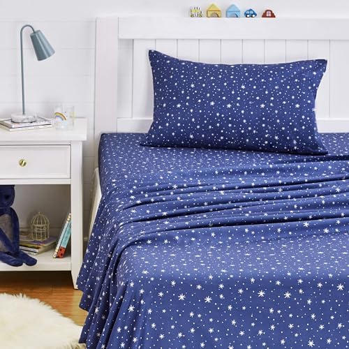 Amazon Basics Twin Microfiber Sheet Set 3-Piece Navy Galaxy 1