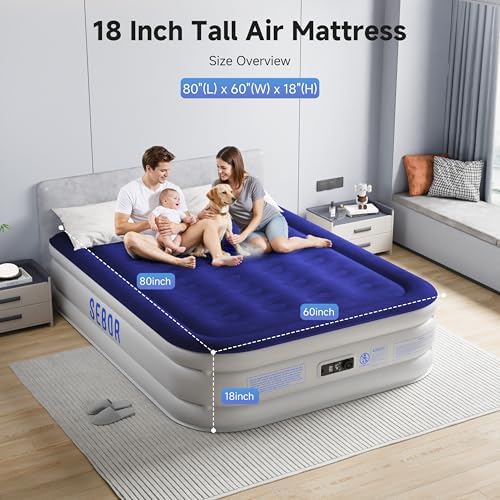 Sebor Air Mattress Queen with Built-in Pump 18