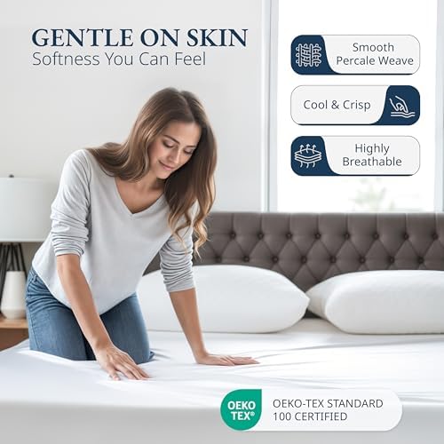 LANE LINEN 100 Organic Cotton Queen Fitted Sheet with Deep Pocket