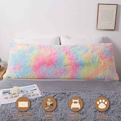 MEGO Rainbow Print Fluffy Body Pillow Cover