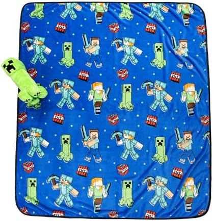 Jay Franco Minecraft Creeper Plush Pillow Throw Blanket Set