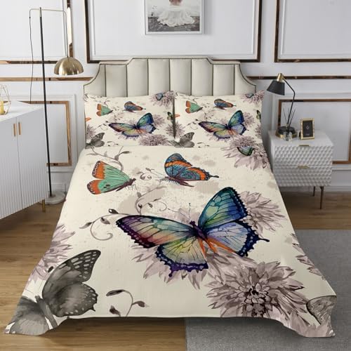 Erosebridal Butterfly Flower Bedspread Queen Size