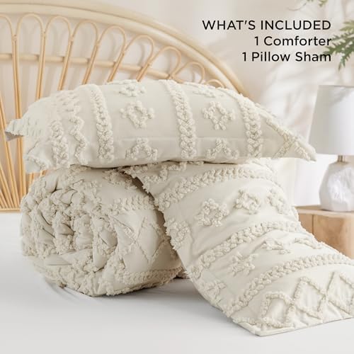 Bedsure Tufted Boho Comforter Set Twin Size
