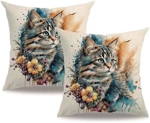 7COLORROOM Watercolor Animals Throw Pillow Covers 2 Pack