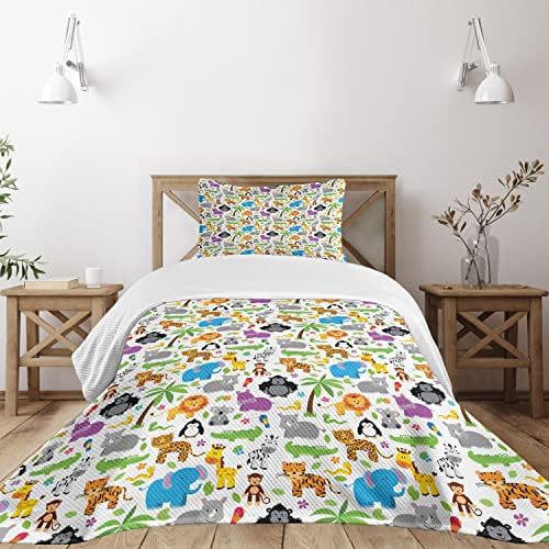 Lunarable Animals Bedspread Set Mustard