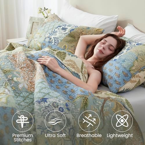 NEWLAKE California King Quilt Set with Patchwork Design