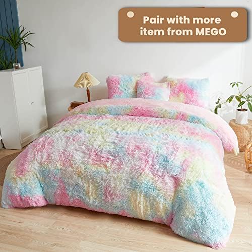 MEGO Rainbow Print Fluffy Body Pillow Cover