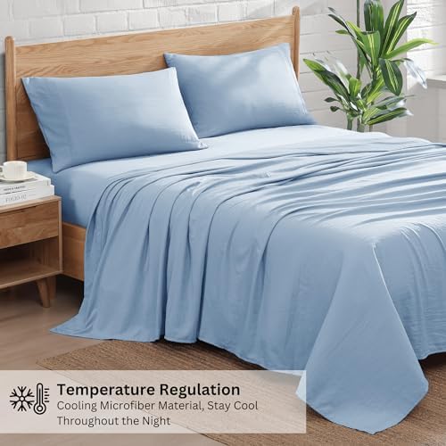 Casa Platino French Blue Twin Sheet Set 3 Piece