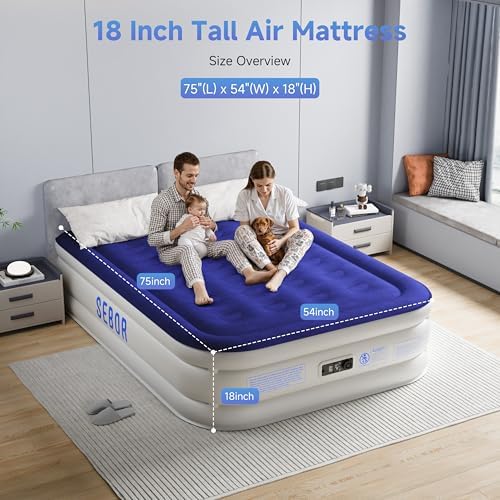 Sebor Air Mattress Full with Built-in Pump 18 Inch