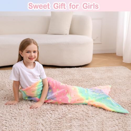 Viviland Kids Mermaid Tail Blanket - Glow in the Dark