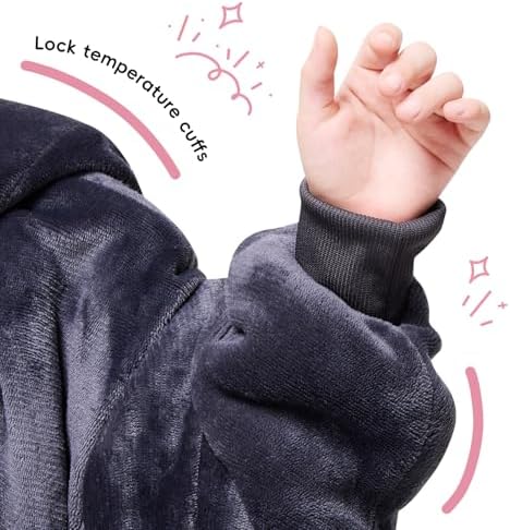 yescool Wearable Blanket Hoodie for Kids One Size Grey