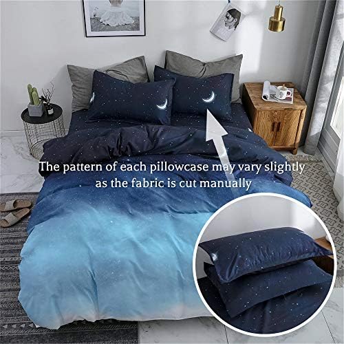HYPREST Queen Duvet Cover Set 3pcs Star Moon Galaxy Patterned
