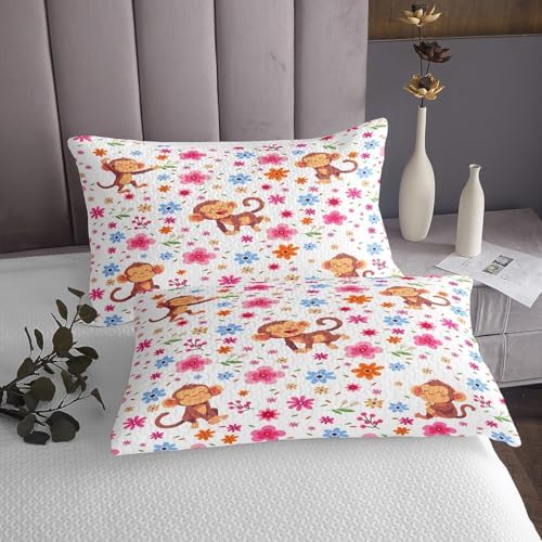 Erosebridal Cartoon Monkey Queen Quilt Set 1
