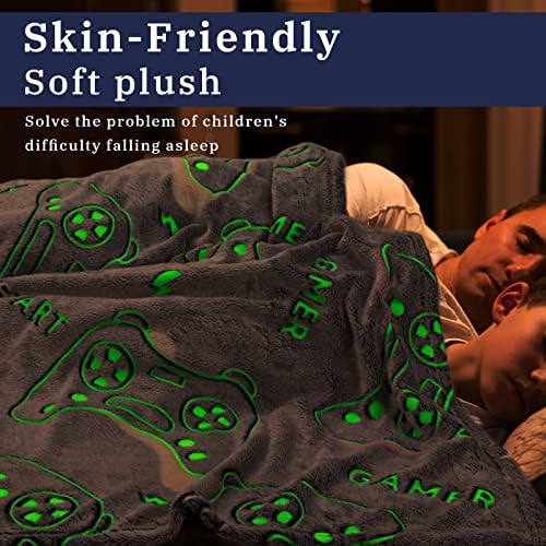 Glow in The Dark Game Controller Throw Blanket for Kids