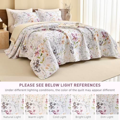 Lady Ann Wild Floral Printed Queen Bed Quilt Set 3 PCS