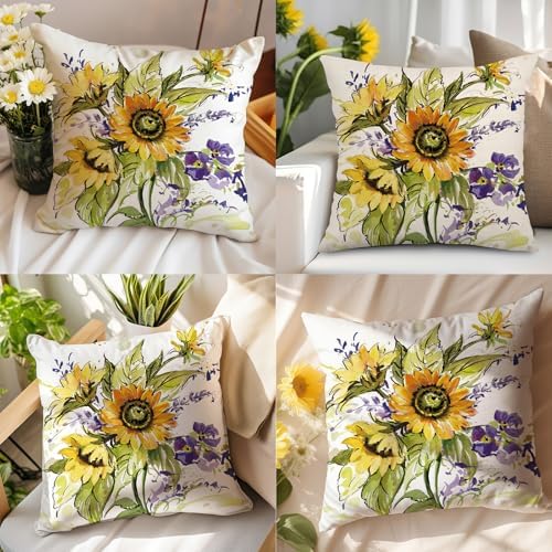 Kamiilah Sunflower Pillow Covers 2 Pack 18x18 Inch