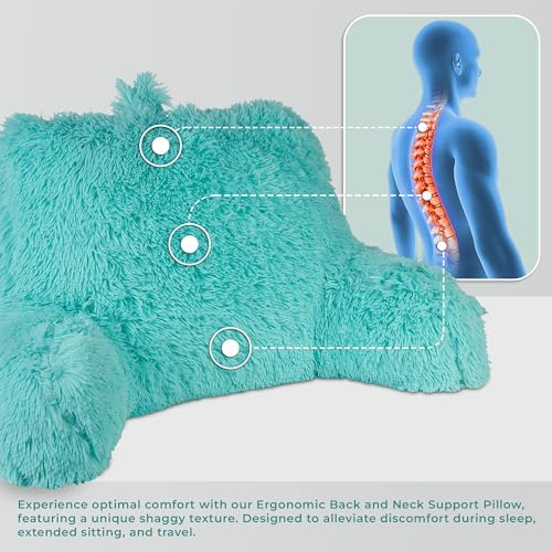 Klear Vu Shaggy Aqua Reading Pillow with Lumbar Support