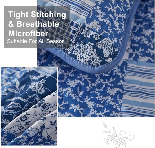 Mybedsoul Blue Plaid Quilt Set California King