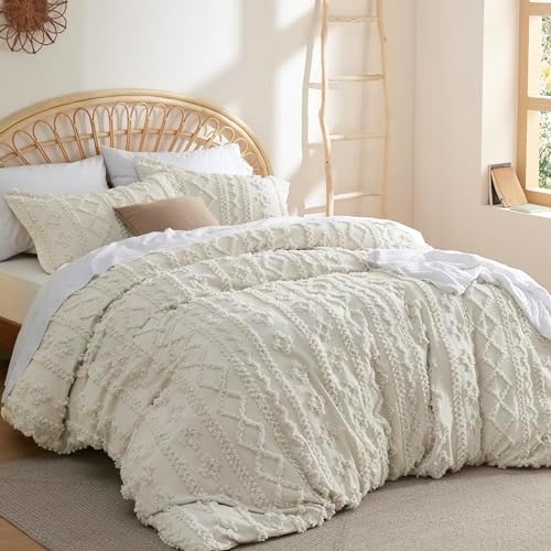 Bedsure Boho Duvet Cover Full Size 80x90 Beige