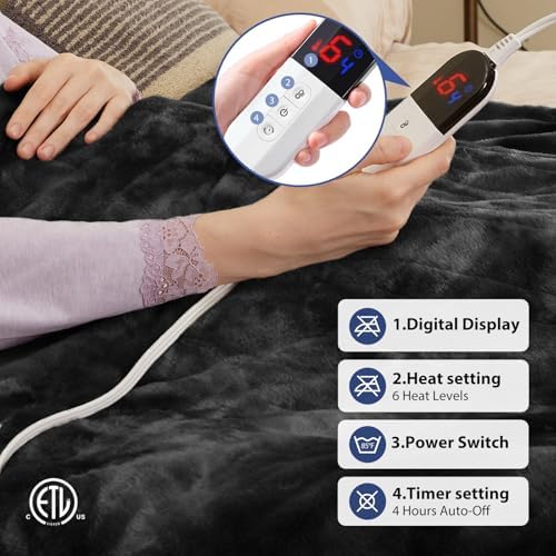 MAXEVE 6 Heat Level Electric Throw Blanket