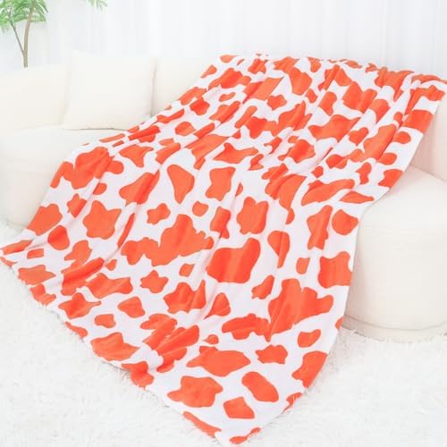 SEEGU Orange Throw Blanket Twin Size - Soft Fuzzy Fleece