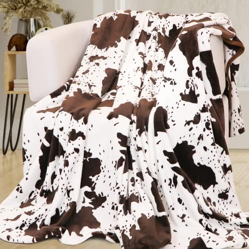 SEEGU Cow Print Fleece Throw Blanket Soft Warm