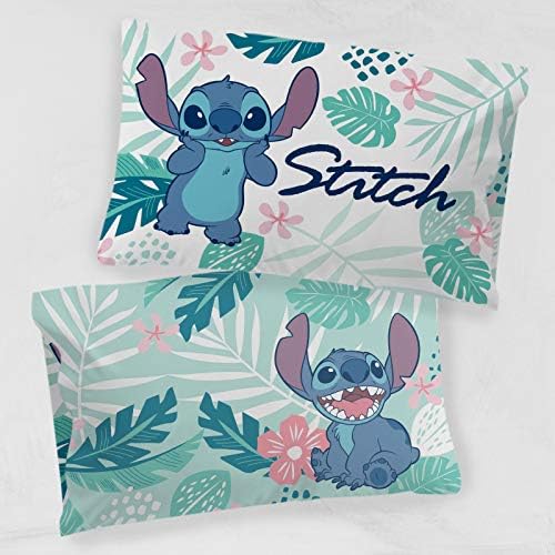 Jay Franco Disney Lilo Stitch Misty Palm Pillowcase - Double-Sided Kids Bedding