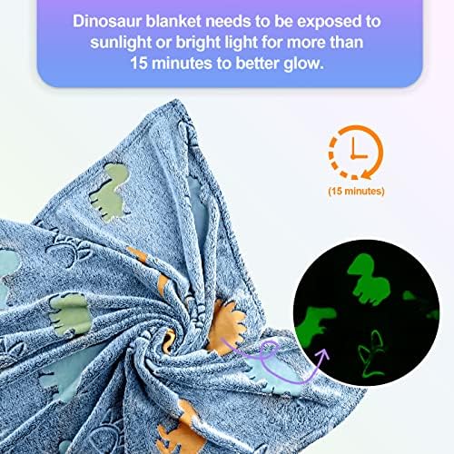 TEHALK Dinosaur Glow in the Dark Throw Blanket for Kids 1