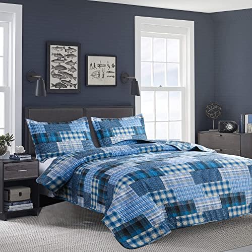 Jessy Home Queen Size Plaid Patchwork Quilt Set