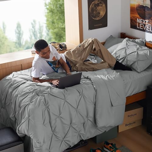 Bedsure Twin XL Comforter Set - 5 Piece Gray Bed in a Bag