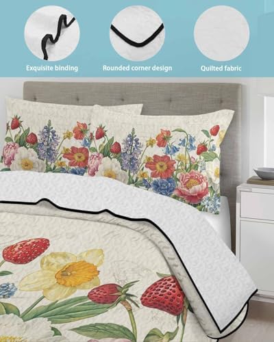Twin XL Quilt Bedding Set with Blossom Flower Pattern
