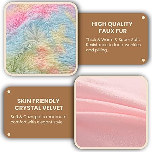MEGO Rainbow Print Fluffy Body Pillow Cover