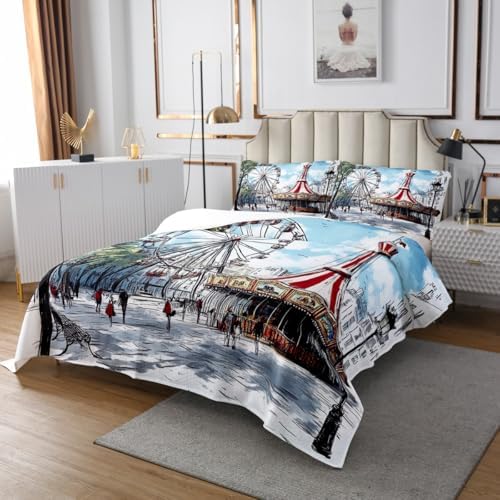 Erosebridal Retro Carousel Bedspread Set for Kids