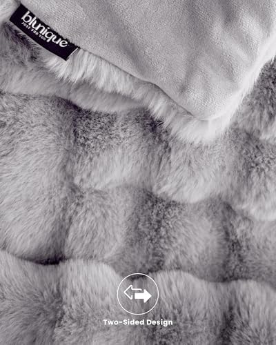 Ultra Soft Cozy Faux Fur Throw Blanket - 50x60 Inches Light Grey
