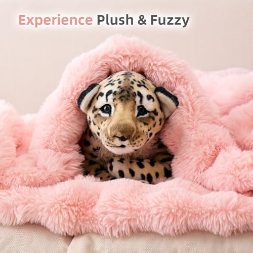 Smoofy Blush Pink Faux Fur Throw Blanket 50 x 60 Cozy Soft