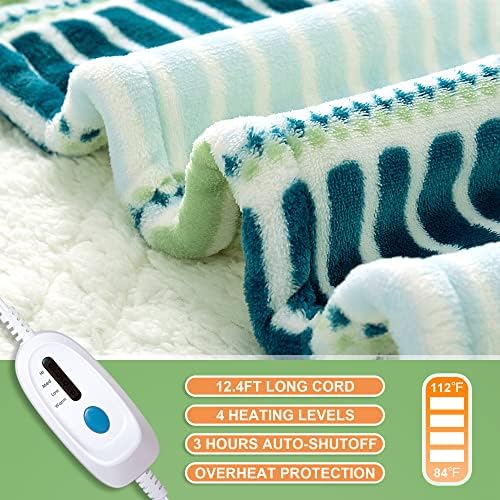SOGANASA Heated Blanket Throw 50x60 - 4 Heat Levels Auto-Off