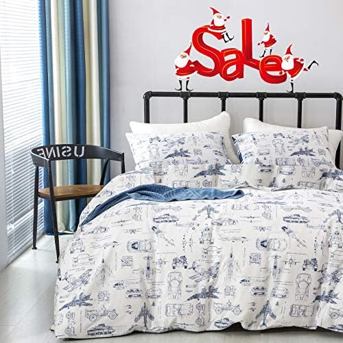 Wellboo Duvet Cover Set Boys Kids Train Military Cartoon