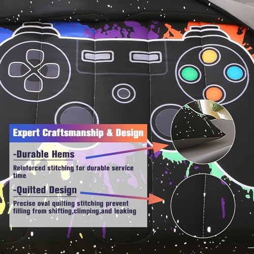 JQinHome Twin Gamer Comforter Set - 6 Piece Bed in A Bag
