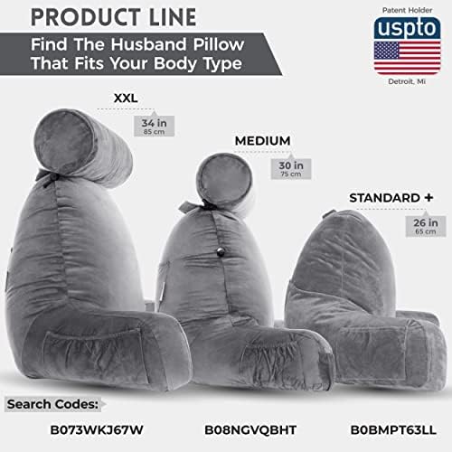 Husband Pillow Medium Dark Grey - Reading and Bed Rest Pillow