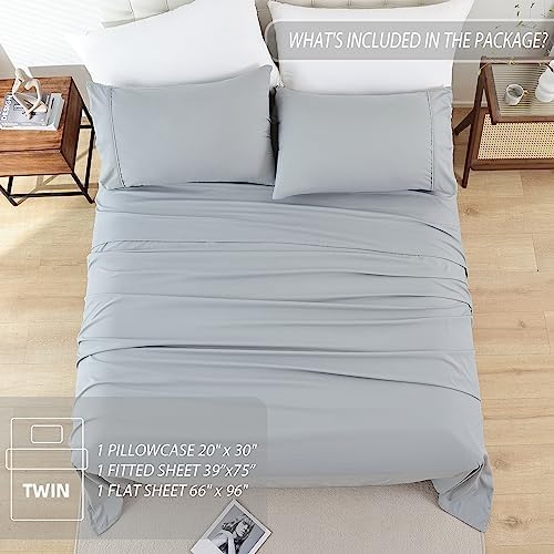 Whitney Home Textile Twin Sheet Set - Luxury Soft Grey