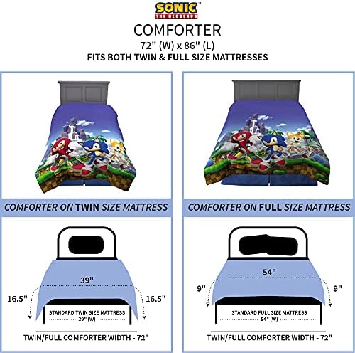 Franco Kids Bedding Super Soft Microfiber Reversible Comforter TwinFull Sonic The Hedgehog