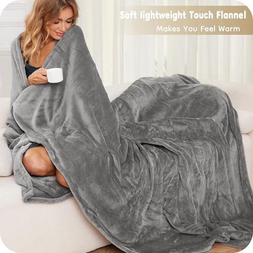 LaffyLo 72 x 84 Electric Heated Blanket - Light Grey