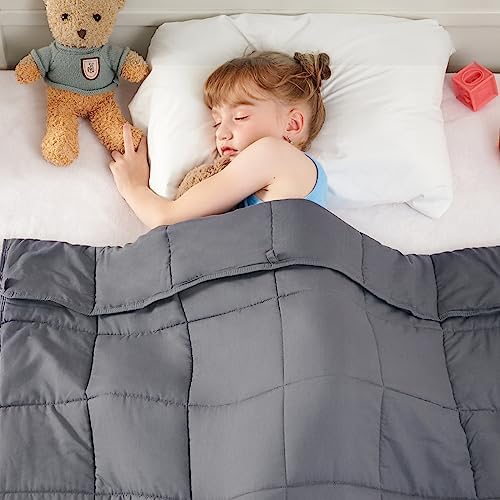 Yescool 5 Pound Cooling Weighted Blanket for Kids Grey 36x48