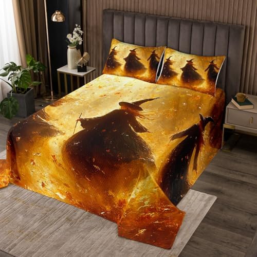 Erosebridal Halloween Witches Bedspread Set King Size