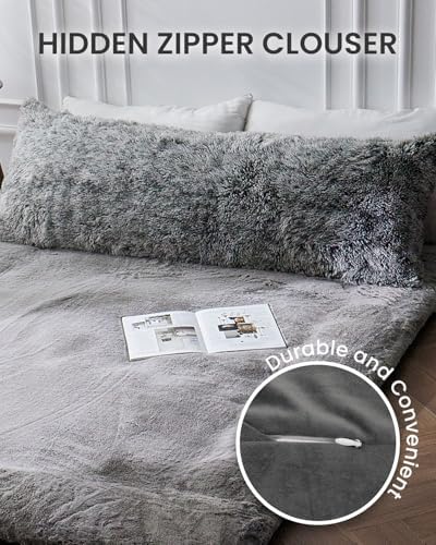 ZonLi Fuzzy Body Pillow Cover - Grey