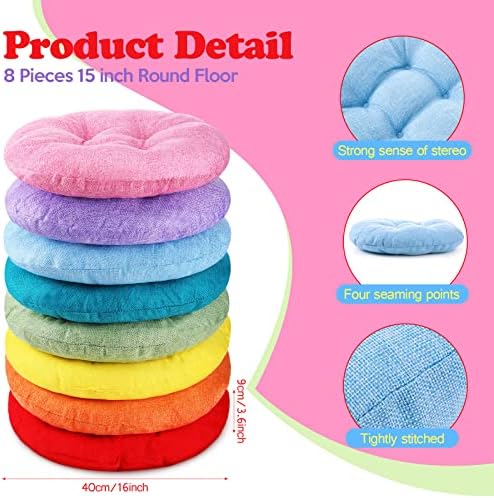 Fumete 8 Pcs 16 Inch Round Floor Cushions for Kids