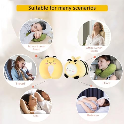 Yellow Bee Kids Travel Pillow - 2-in-1 Neck Sleep Support