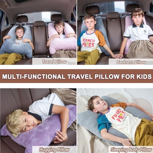 Kids Car Pillow with Memory Foam and Cat-Ear Design