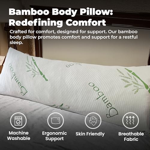 OMEO Bamboo Rayon Body Pillow for Side Sleepers